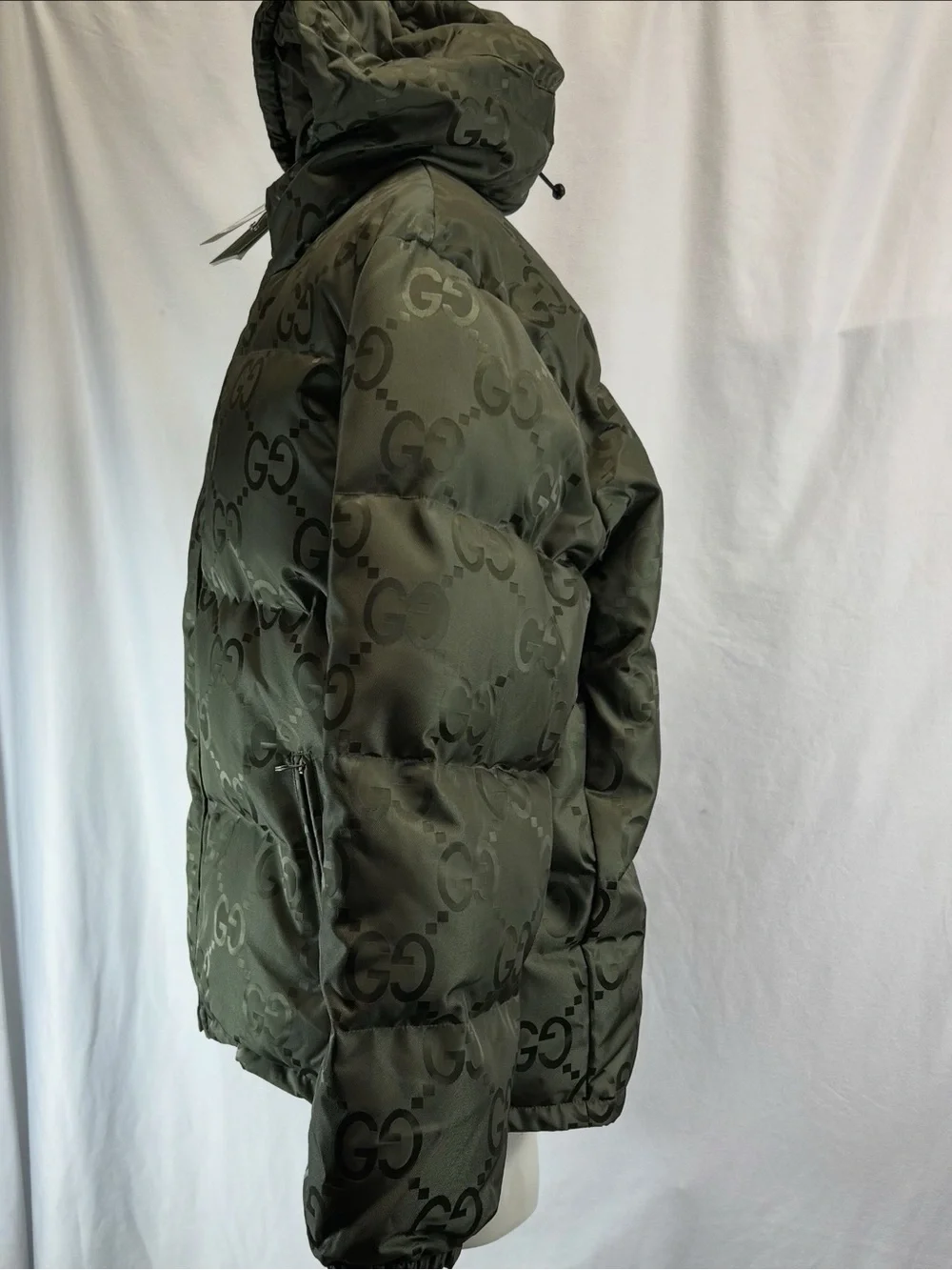 Gucci Khaki Jumbo GG Down Jacket